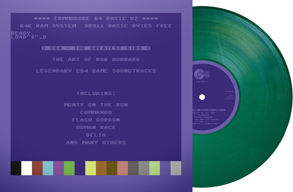 the album cover for Rob Hubbard (Colv) (Grn) (Ltd) (Fra) - C64 Greatest Sids: Art Of Rob Hubbard - Green