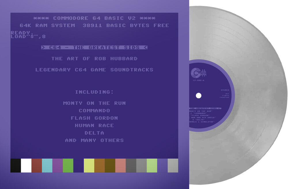 the album cover for Rob Hubbard (Colv) (Gry) (Ltd) (Fra) - C64 Greatest Sids: Art Of Rob Hubbard - Light Grey