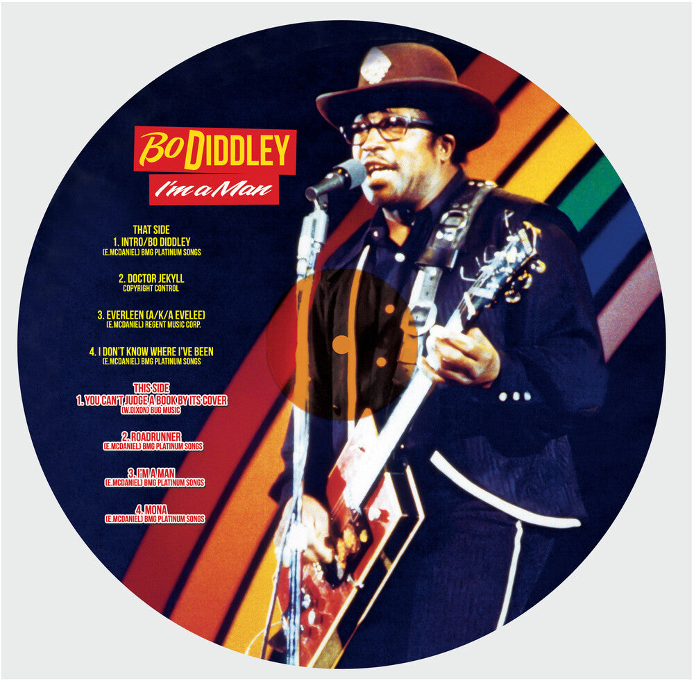the album cover for Bo Diddley - I'm A Man (Live '84)