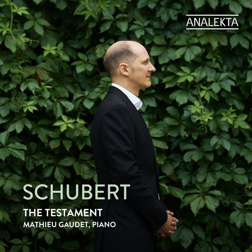 the album cover for Mathieu Gaudet - Schubert: The Testament