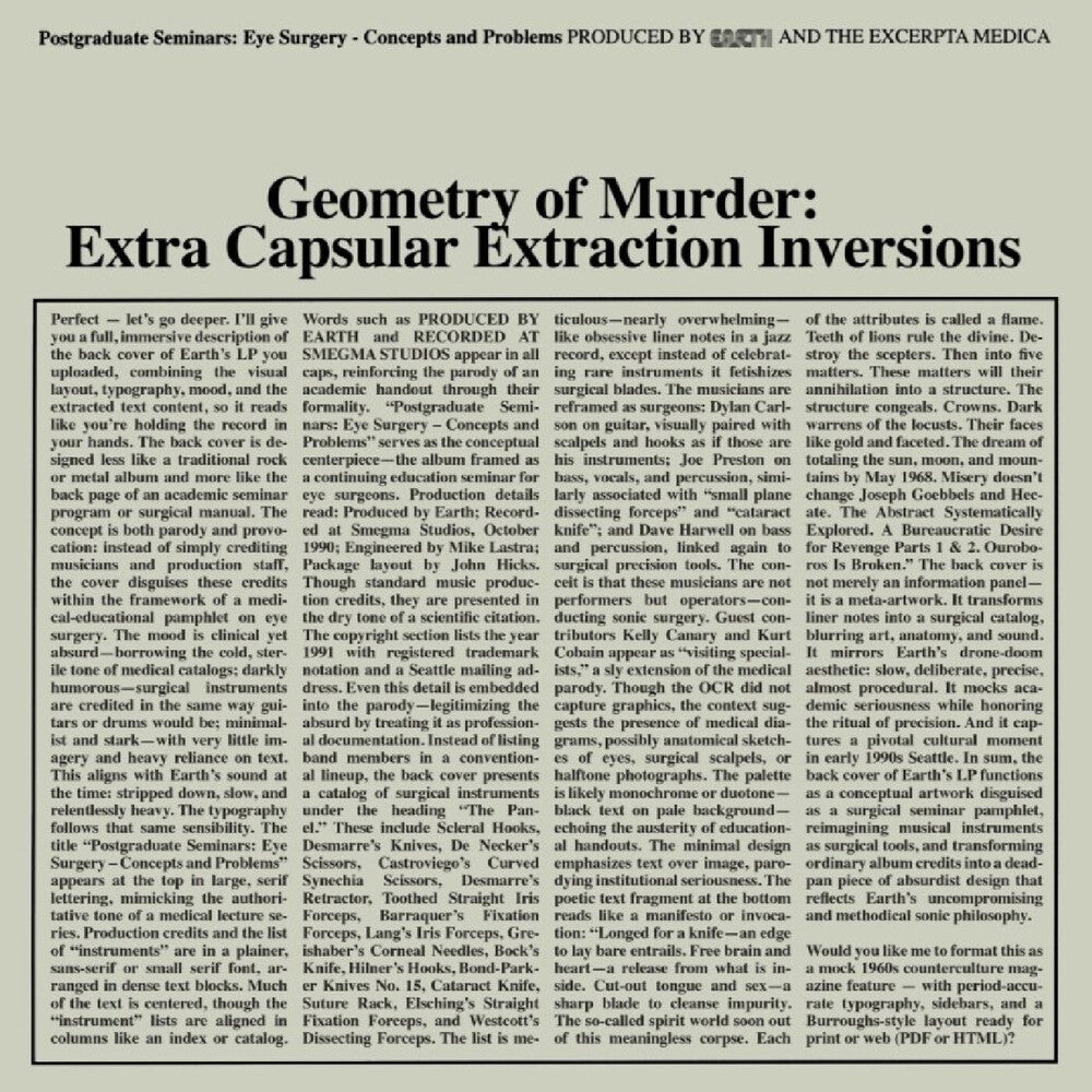 the album cover for Earth X Black Noi$E - Geometry Of Murder: Extra Capsular Extraction