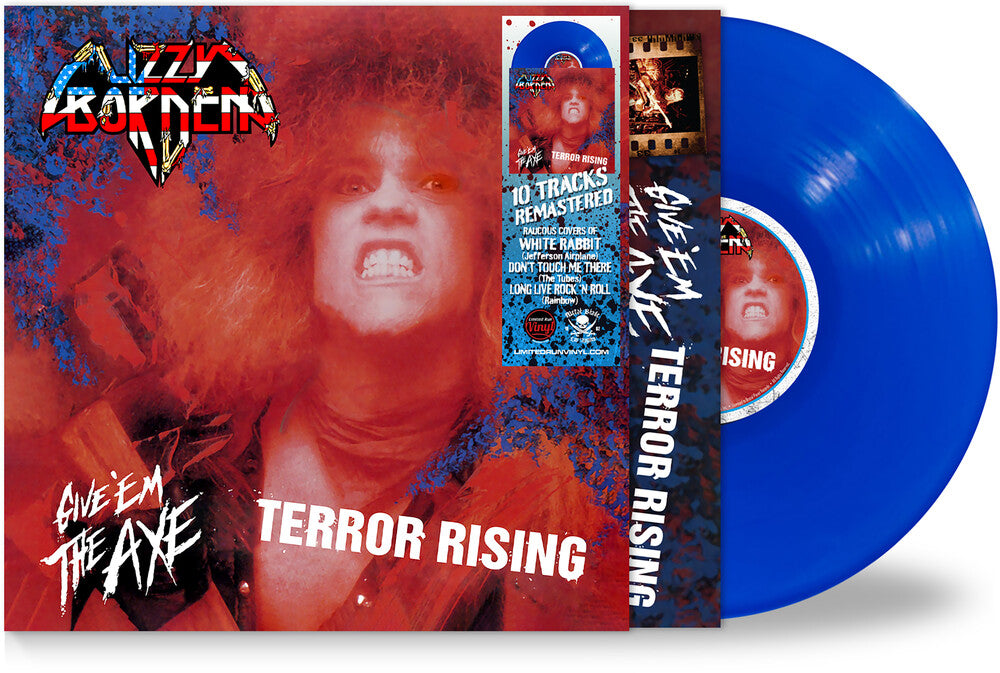 the album cover for Lizzy Borden - Give 'em The Axe & Terror Rising - Blue (Blue)
