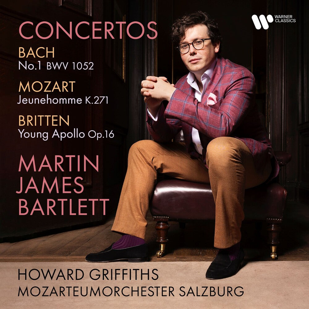 the album cover for Martin Bartlett James - Bach, Mozart, Britten Concerti