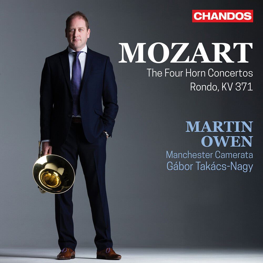 the album cover for Martin Owen - Mozart: Horn Cons