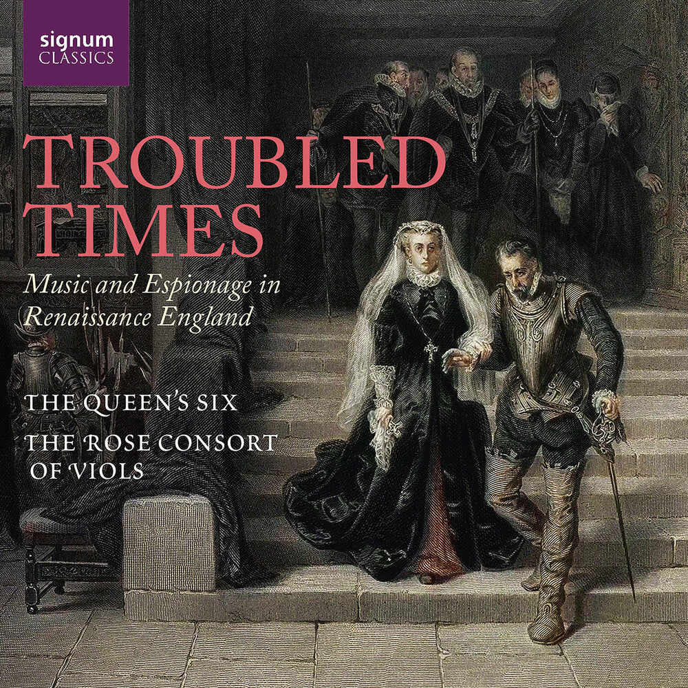the album cover for Nicholas Madden - Troubled Times - Music & Espionage In Renaissance