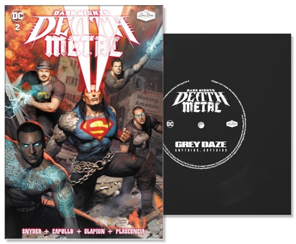 the album cover for Grey Daze - Anything, Anything (DC - Dark Nights: Death Metal Version) [Indie Exclusive Limited Edition 7in Flexi Disc + Comic]