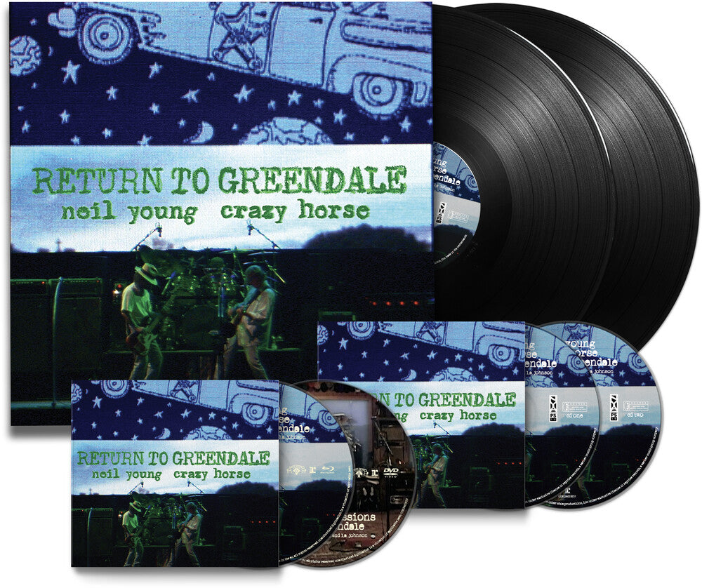 the album cover for Neil Young - Return To Greendale [Limited Edition Deluxe Box Set 2LP/2CD/1 DVD/1 Blu-ray]