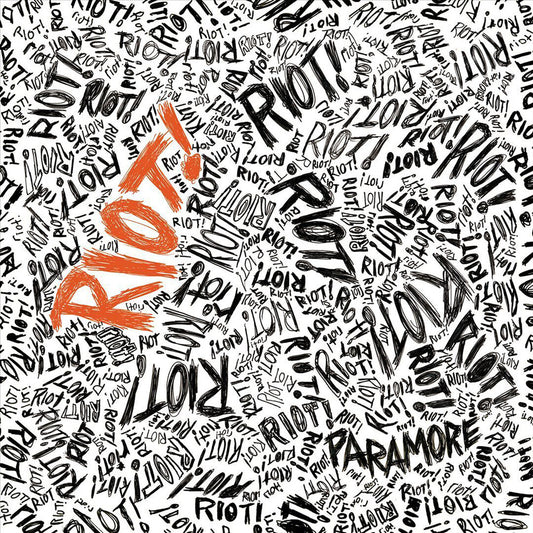 the album cover for Paramore - Riot! [FBR 25th Anniversary Silver LP]
