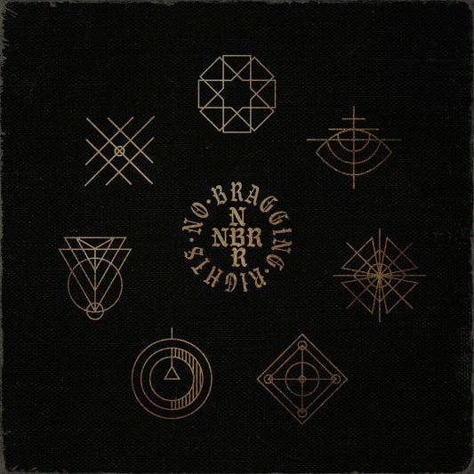 the album cover for No Bragging Rights - No Bragging Rights [Indie Exclusive Limited Edition Half Gold/Half Clear w/Heavy Black Splatter LP]