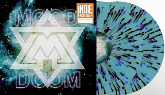 the album cover for Mood - Doom [RSD Essential Indie Colorway Light Blue w/ Black & Orchid Splatter 2LP]