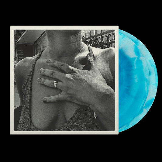 the album cover for The Menzingers - On the Impossible Past - Anniversary Ed. - Baby Blue White Galax