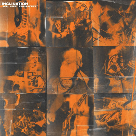 the album cover for Inclination - Unaltered Perspective [Indie Exclusive Limited Edition Silver/Clear/Gold Tr-stripe w/ White & Black Splatter LP]
