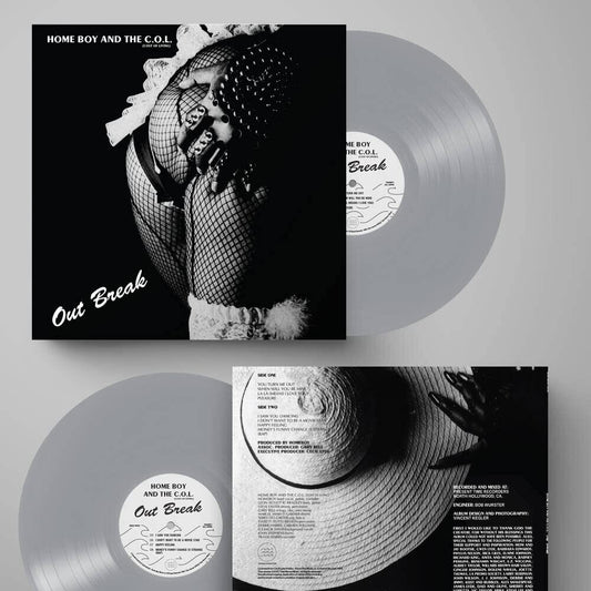 the album cover for Home Boy and the C.O.L. - Out Break [RSD Essential Indie Colorway Silver LP]