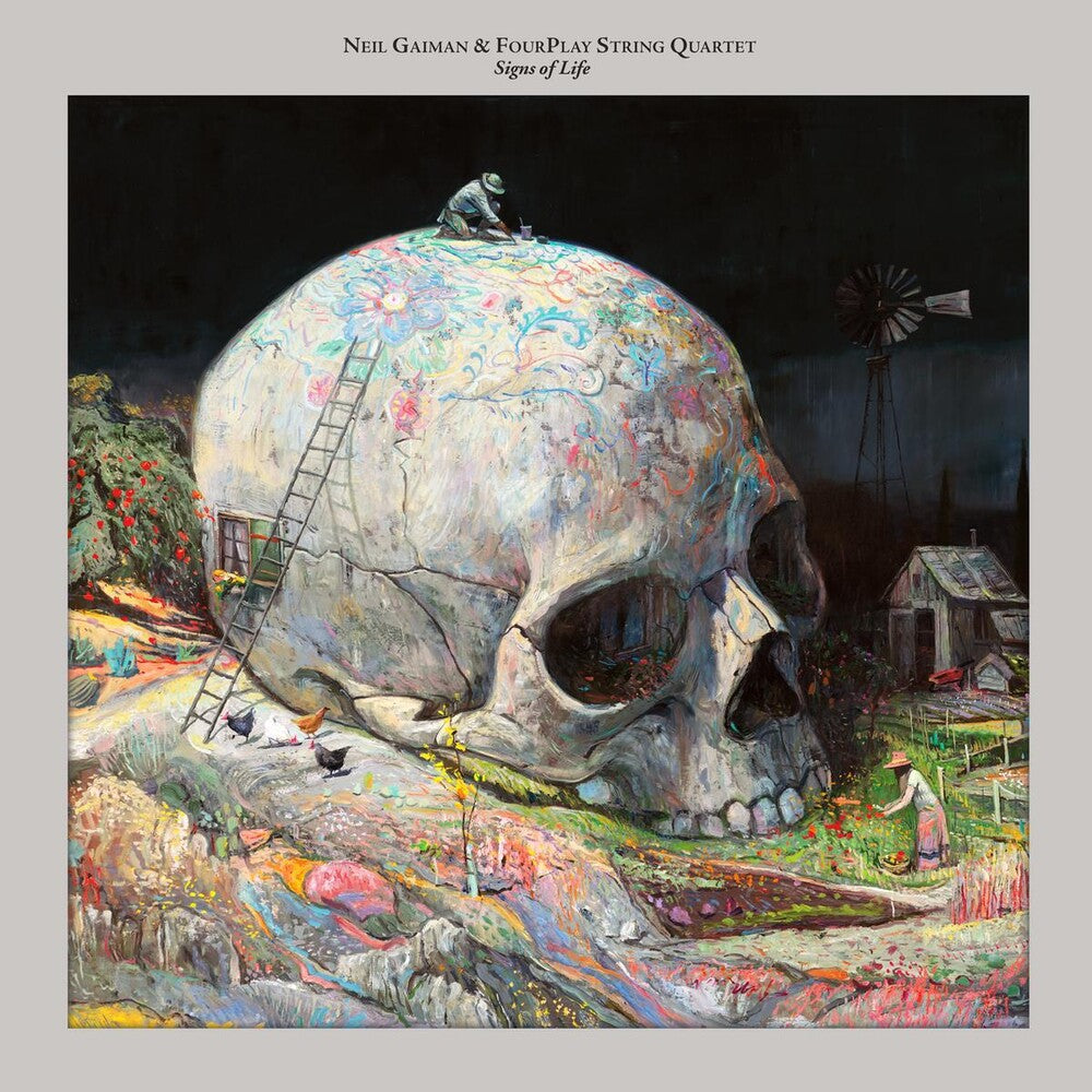 the album cover for Neil Gaiman & FourPlay String Quartet - Signs Of Life [Indie Exclusive Limited Edition Silver Fox LP]