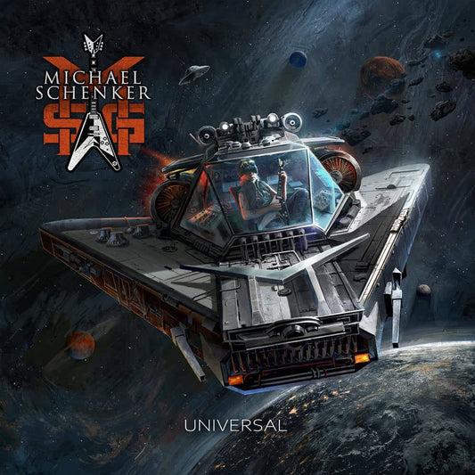 the album cover for The Michael Schenker Group - Universal [Indie Exclusive Limited Edition Red/White/Black Marbled LP]