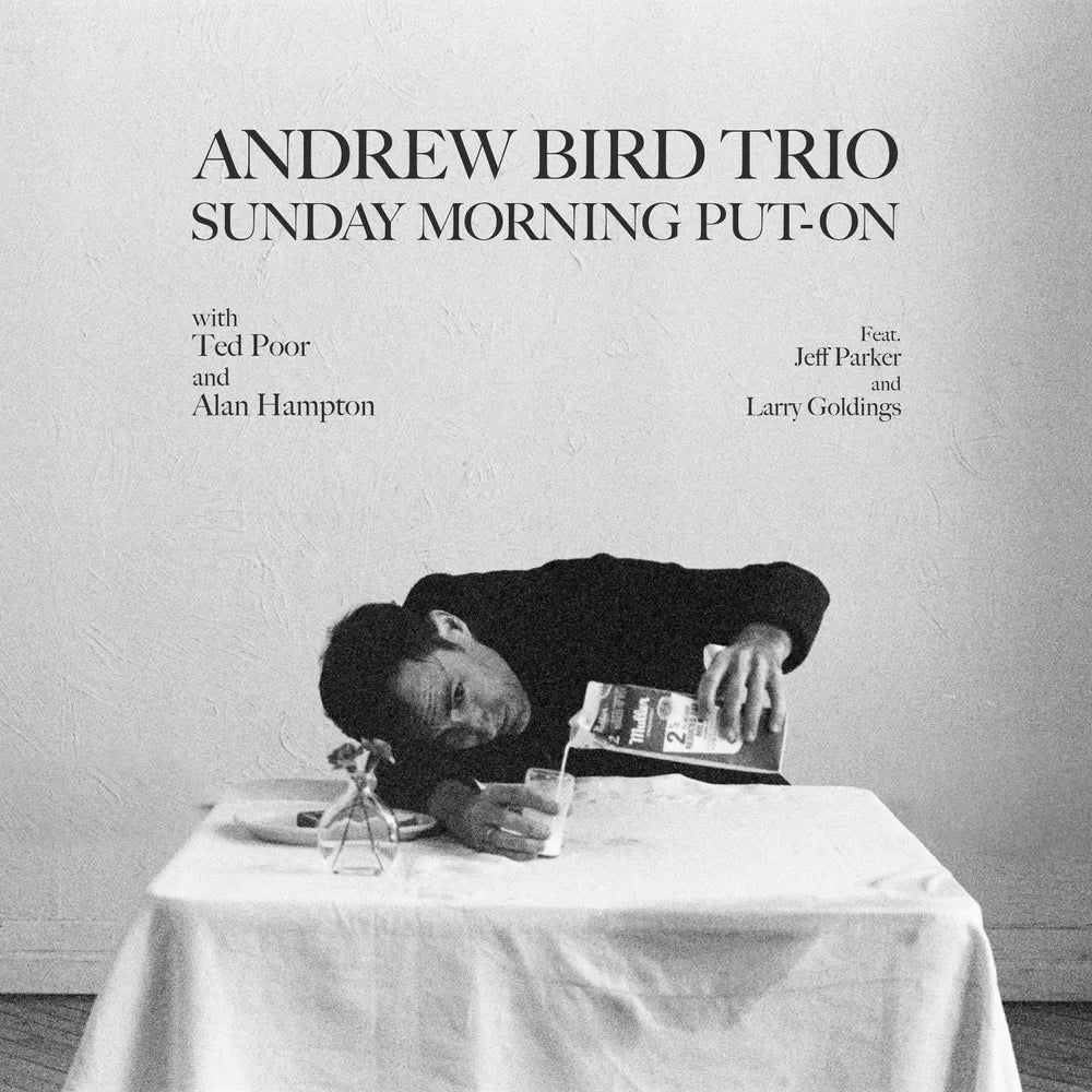 the album cover for Andrew Bird Trio - Sunday Morning Put-On [INDIE EXCLUSIVE Limited Edition Translucent Ruby Red LP]