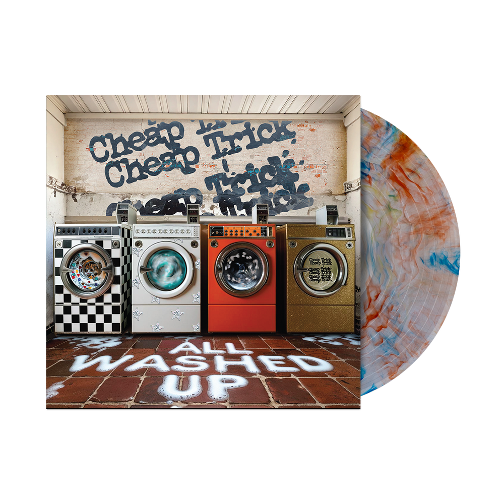 the album cover for Cheap Trick - All Washed Up [Indie Exclusive Orange/Blue Marble LP]