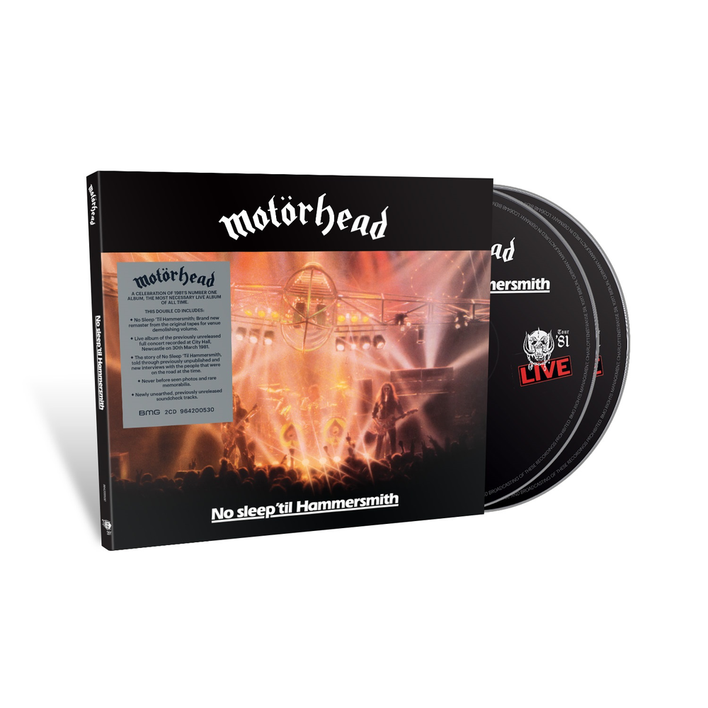 the album cover for Motörhead - No Sleep 'til Hammersmith - 40th Anniversary