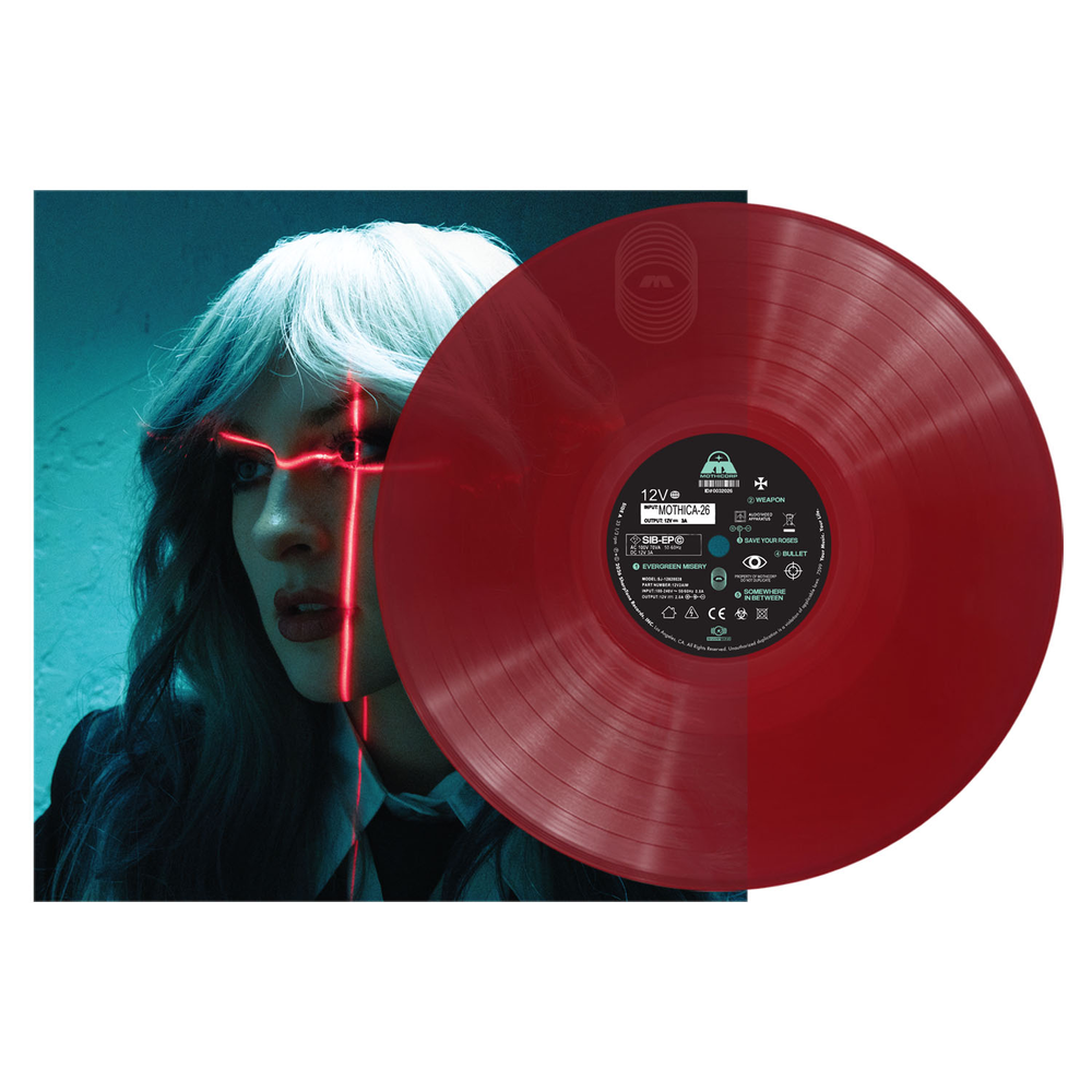 the album cover for Mothica - Somewhere In Between [Indie Exclusive Transparent Red EP]