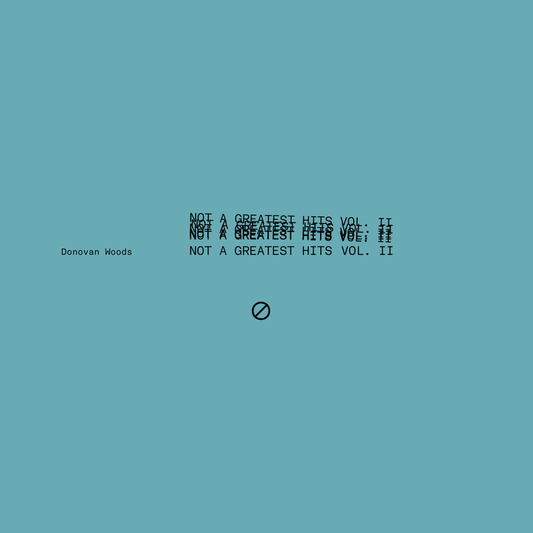 the album cover for Donovan Woods - Not A Greatest Hits Vol II (Sea Blue Vinyl) [RSD 2026]