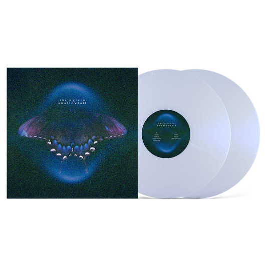 the album cover for she's green - swallowtail / chrysalis [Indie Exclusive Iridescent White]