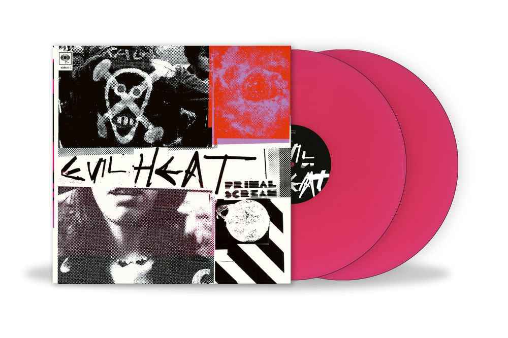 the album cover for Primal Scream - Evil Heat [Magenta]