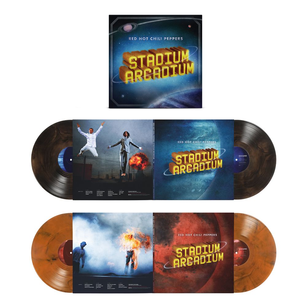 the album cover for Red Hot Chili Peppers - Stadium Arcadium: 20th Anniversary Limited Edition [Indie Exclusive Brown Smoke & Orange Smoke]