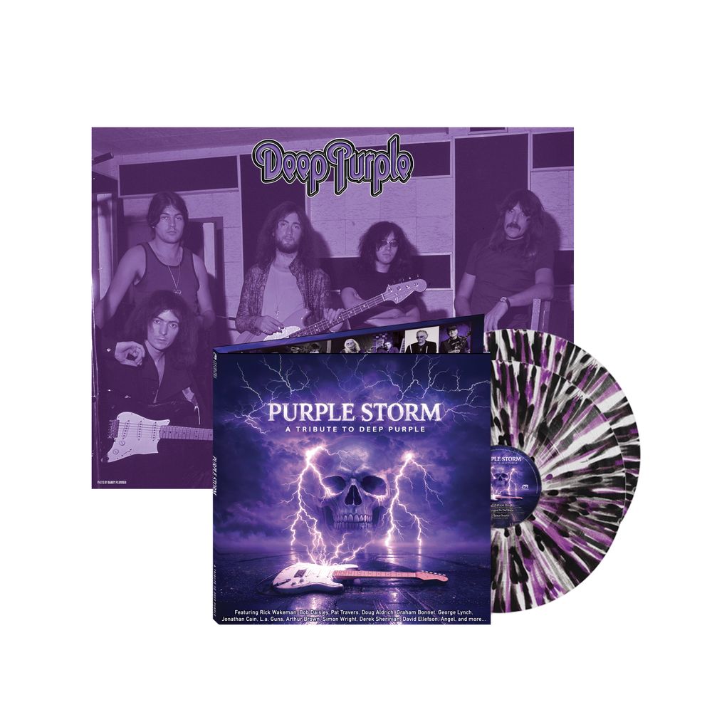 the album cover for Various Artists - Purple Storm - A Tribute to Deep Purple [Clear / Black / Purple Splatter]