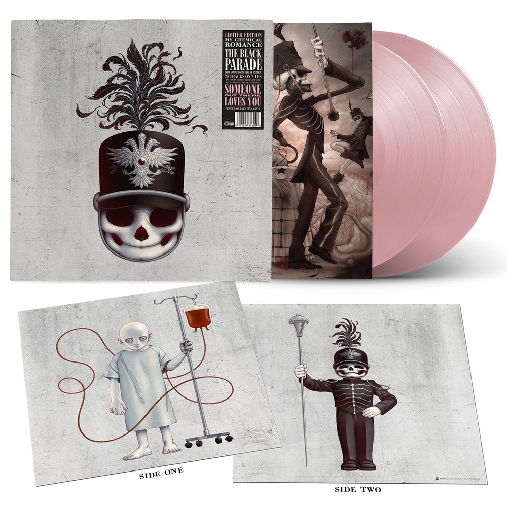 the album cover for My Chemical Romance - The Black Parade - 20th Anniversary [Indie Exclusive Baby Pink Deluxe Edition]
