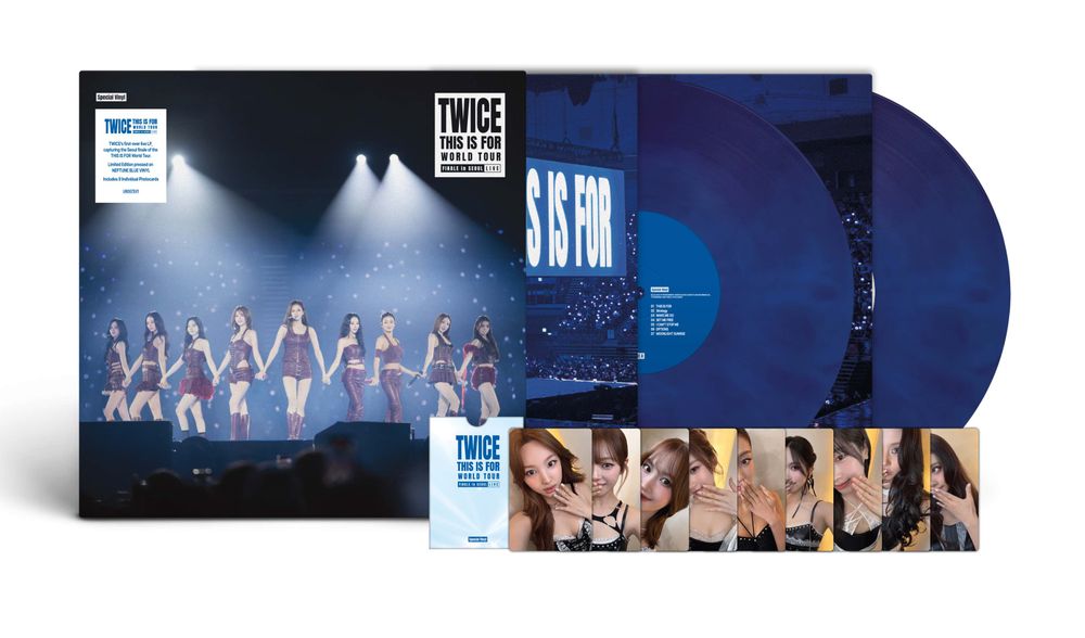 the album cover for TWICE - TWICE Special Vinyl (THIS IS FOR) WORLD TOUR FINALE in SEOUL - LIVE [Neptune Blue 2LP]
