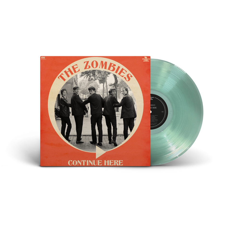 the album cover for The Zombies - Continue Here - Mono Remastered [Indie Exclusive Coke Bottle Clear]