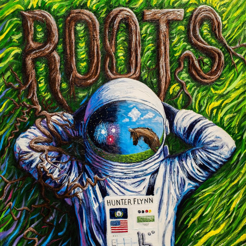 the album cover for Hunter Flynn - Roots [White &amp; Deep Purple]