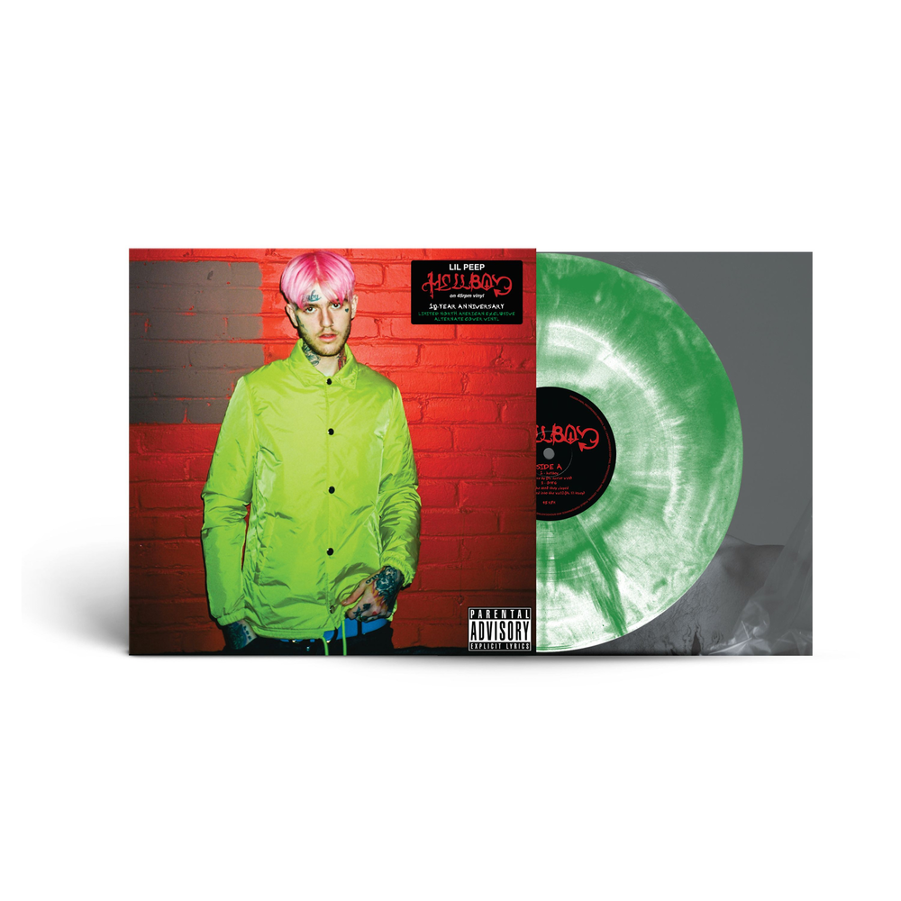 the album cover for Lil Peep - Hellboy - 10 Year Anniversary [Indie Exclusive Green Smoke]