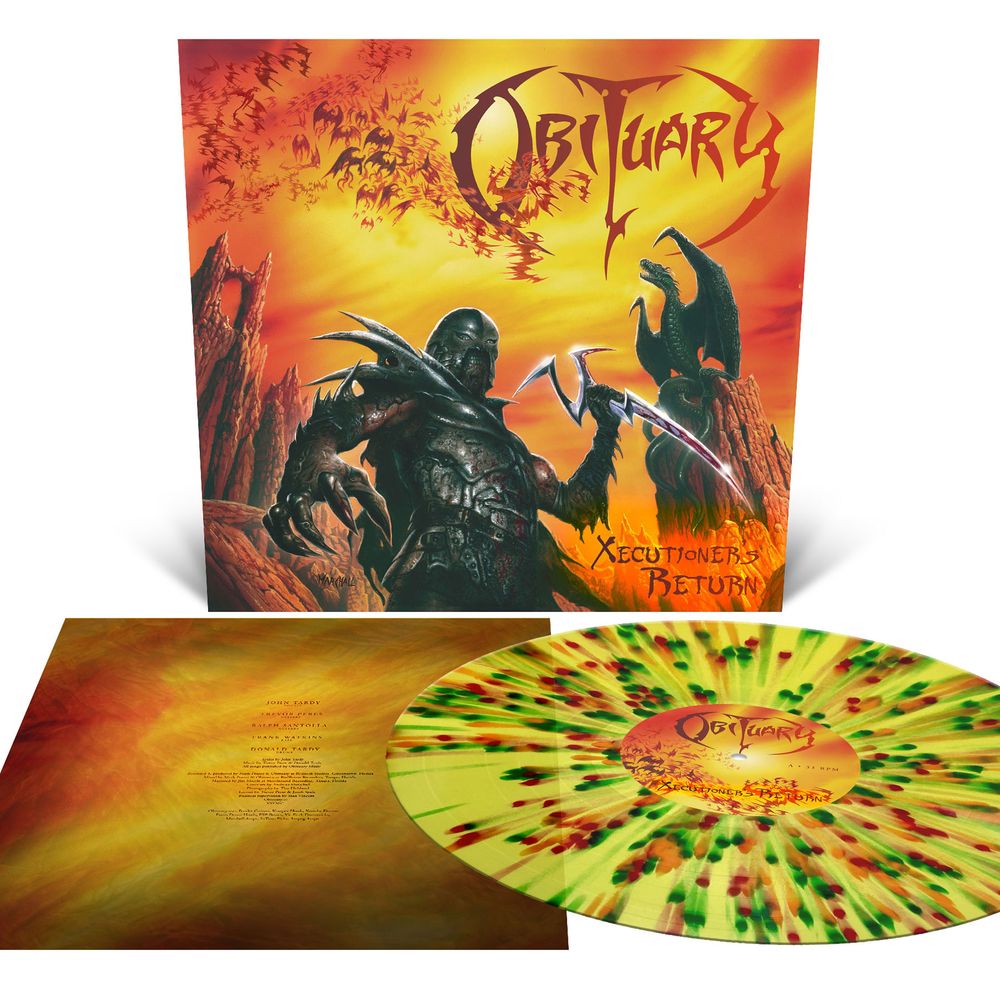 the album cover for Obituary - Xecutioner's Return - [Orchard Indie Exclusive Translucent Yellow with Splatter]