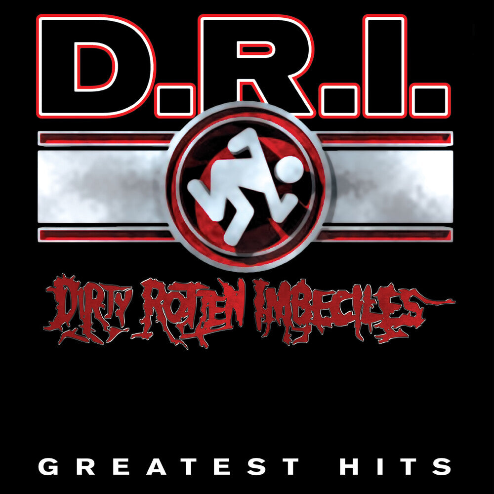 the album cover for D.R.I. - Greatest Hits - Red/Silver Splatter [Colored Vinyl] (Red)