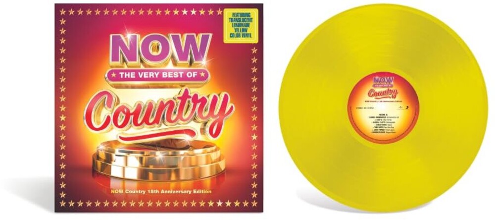 the album cover for Now That's What I Call Music! - NOW Country - The Very Best Of: 15th Anniversary Edition [Lemonade Yellow LP]