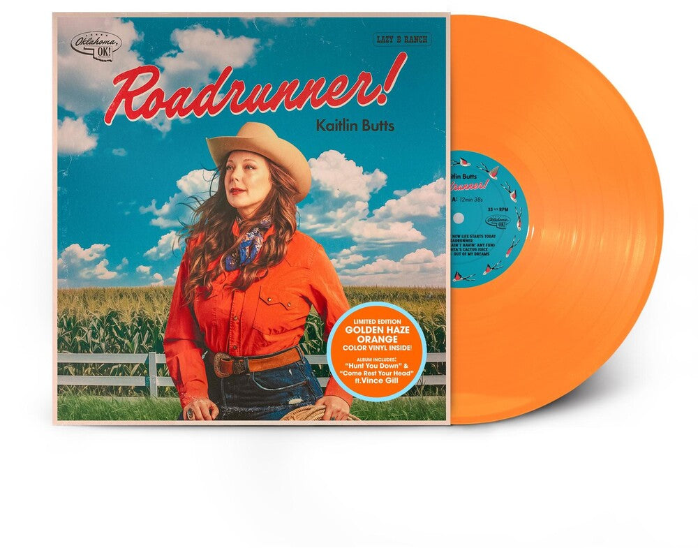 the album cover for Kaitlin Butts - Roadrunner! [Indie Exclusive Golden Haze Orange LP]