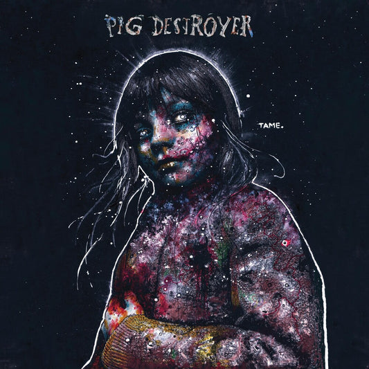the album cover for Pig Destroyer - Painter Of Dead Girls [Indie exclusive Translucent Gold with White Silkscreen on the B side LP]