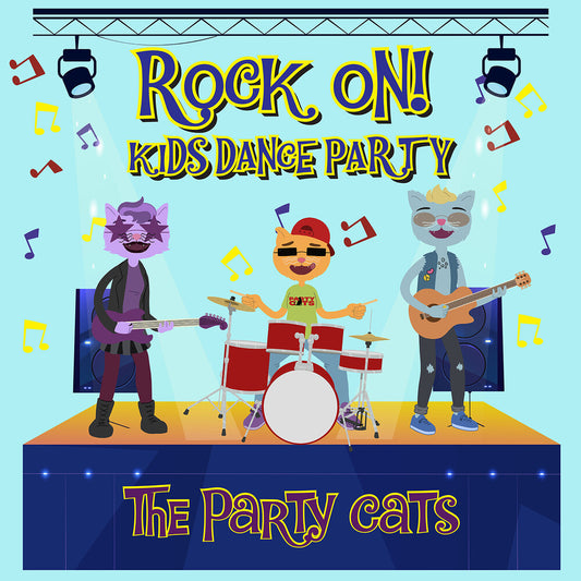 the album cover for Party Cats - Kids Dance Party: Rock On! (Mod)