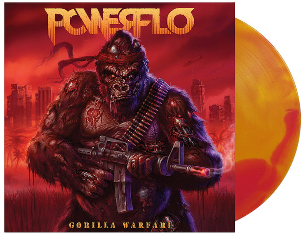 the album cover for Powerflo - Gorilla Warfare [Colored Vinyl] (Red) (Ylw) [Indie Exclusive]