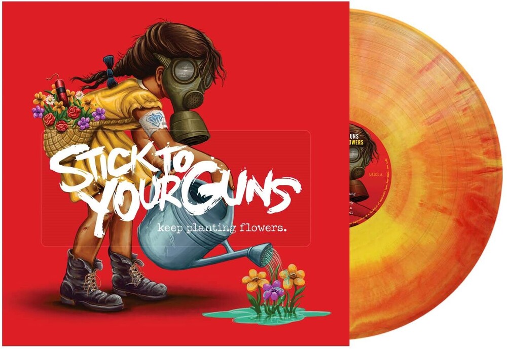 the album cover for Stick To Your Guns - Keep Planting Flowers - Red & Yellow Galaxy [Colored Vinyl]
