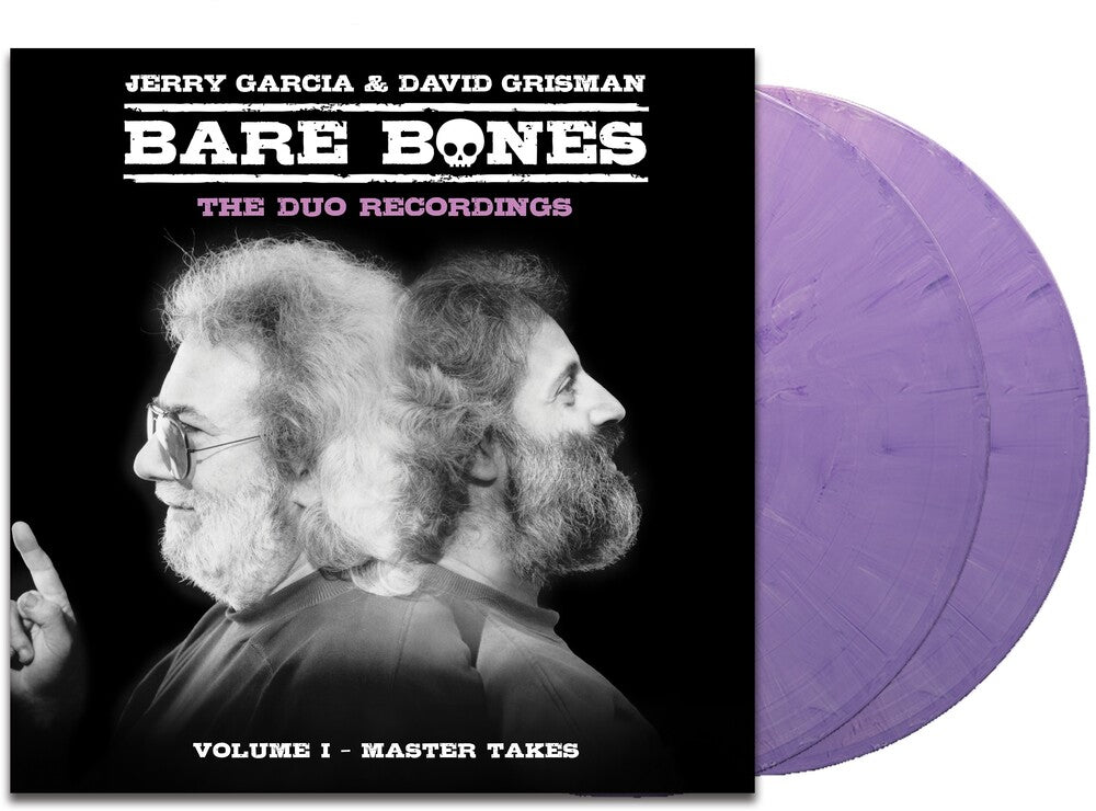 the album cover for Jerry Garcia &amp; David Grisman - Bare Bones: Volume 1 – Master Takes [Indie Exclusive Purple Blast 2LP]