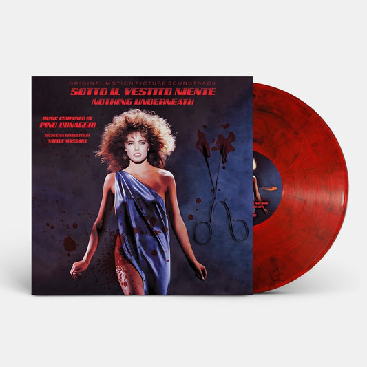 the album cover for Donaggio, Pino - Sotto Il Vestito Niente / Nothing Underneath (Original Soundtrack) - Marble Red Colored Vinyl