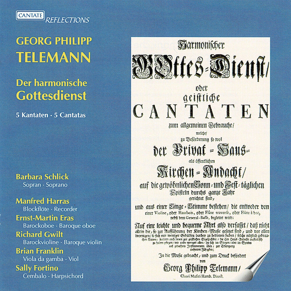 the album cover for Barbara Schlick  / Harras,Manfred - Der Harmonische Gottesdienst - 5 Cantatas
