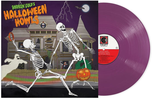 the album cover for Andrew Gold - Halloween Howls: Fun & Scary Music [Opaque Orchid vinyl]
