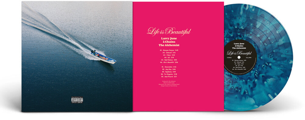 the album cover for Larry June - Life Is Beautiful [Indie Exclusive] [Blue Colored Vinyl] [Limited Edition]
