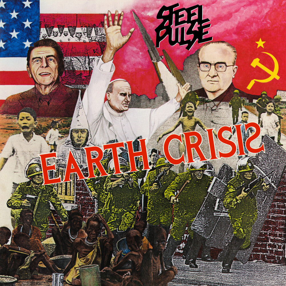 the album cover for Steel Pulse - Earth Crisis [Colored Vinyl] (Grn) (Red) (Ylw)
