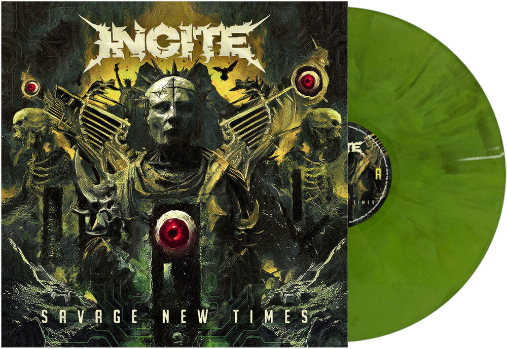 the album cover for Incite - Savage New Times [LP Puke Green]