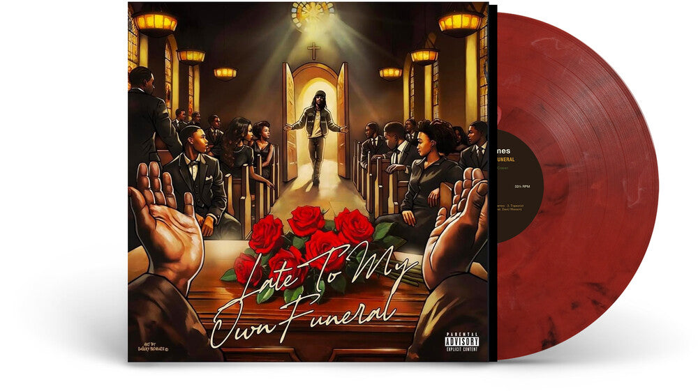 the album cover for Boldy James - Late To My Own Funeral - Red Marble [Colored Vinyl] (Red)