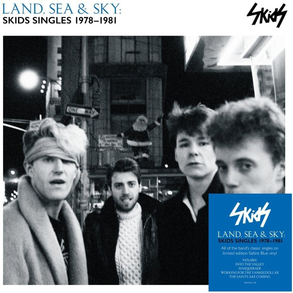 the album cover for Skids - Land Sea & Sky: Skids Singles 1978-1981 (Blue)